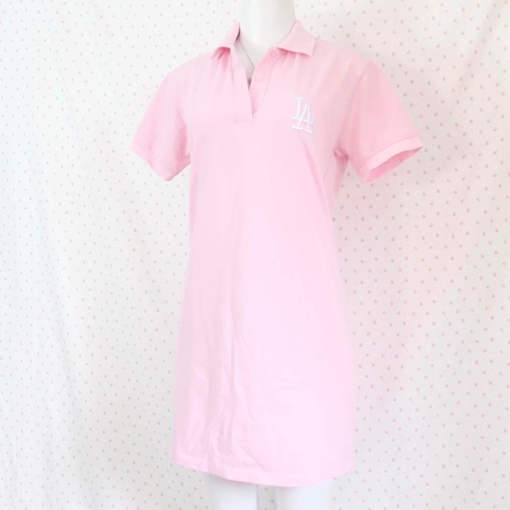 MLB Los Angeles Dodgers Pink Polo Mini Dress Y2K Blokette